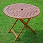 Folding Wooden Garden Table With Parasol Hole