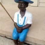 Black Fishing Boy Concrete Garden Statue