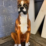 Large Boxer Dog Garden Statue