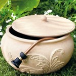 Resin Garden Hose Pot With Lid