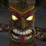 Tiki Head Solar Powered Led Outdoor Decor Garden Light
